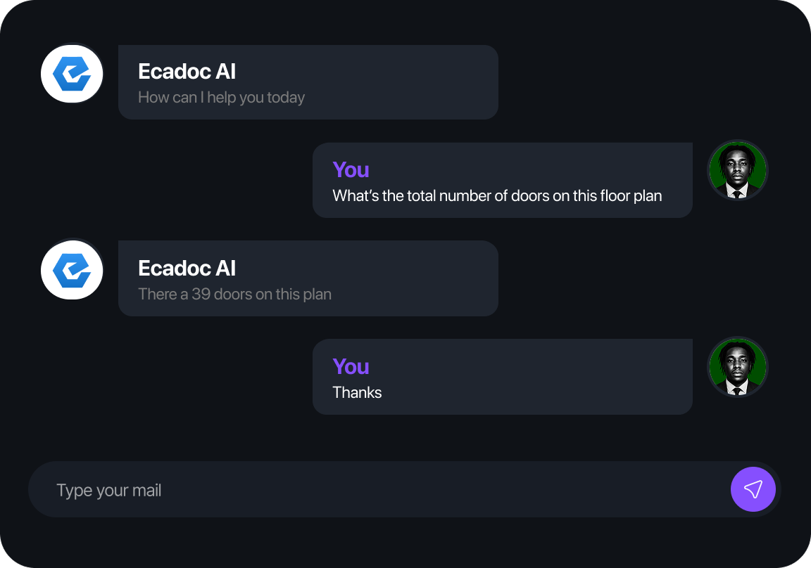 Ecadoc AI answering drawing questions