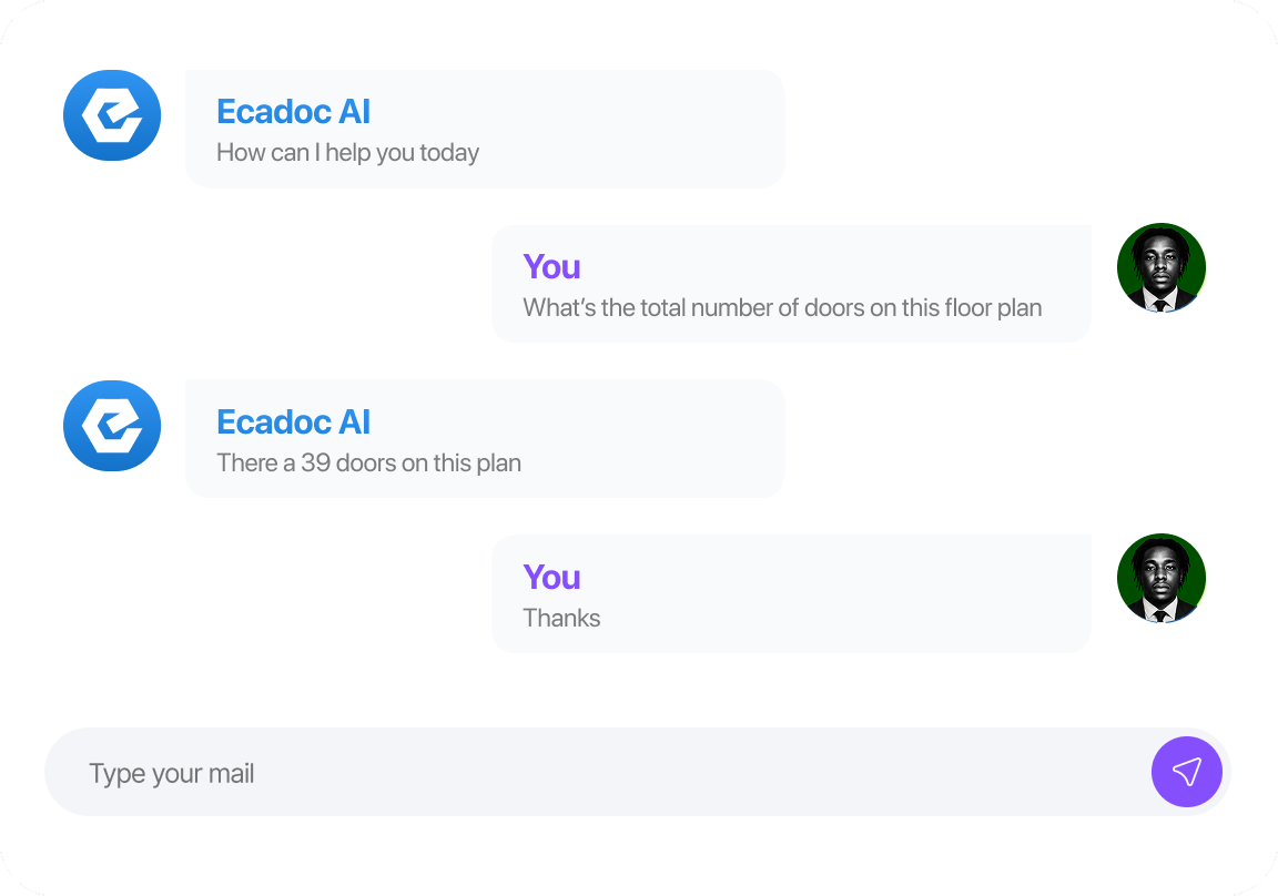 Ecadoc AI answering drawing questions